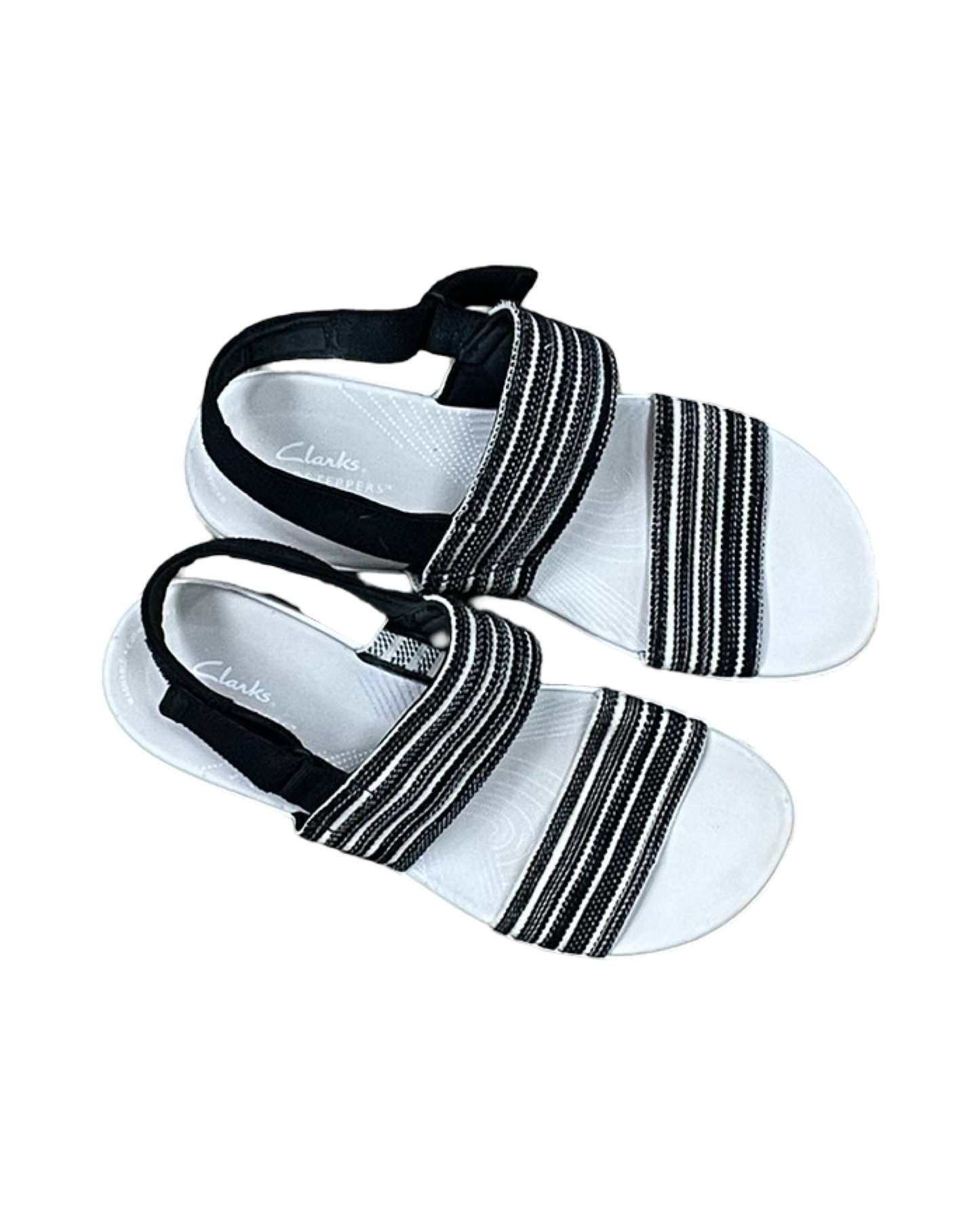 Sandals Flats By Clarks In Black & Cream, Size:7.5
