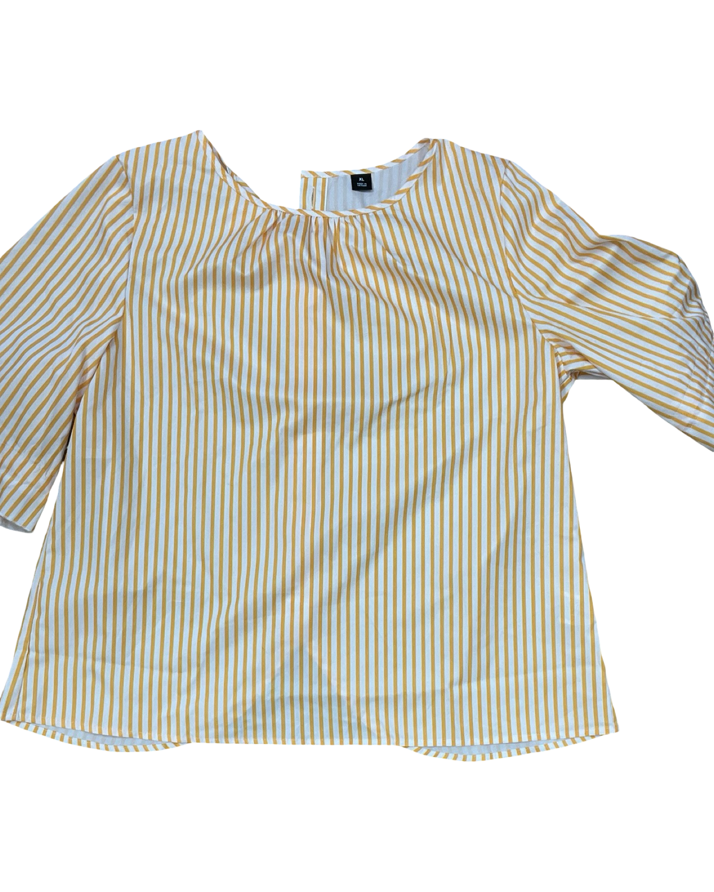 Top 3/4 Sleeve By Clothes Mentor In White & Yellow, Size:Xl