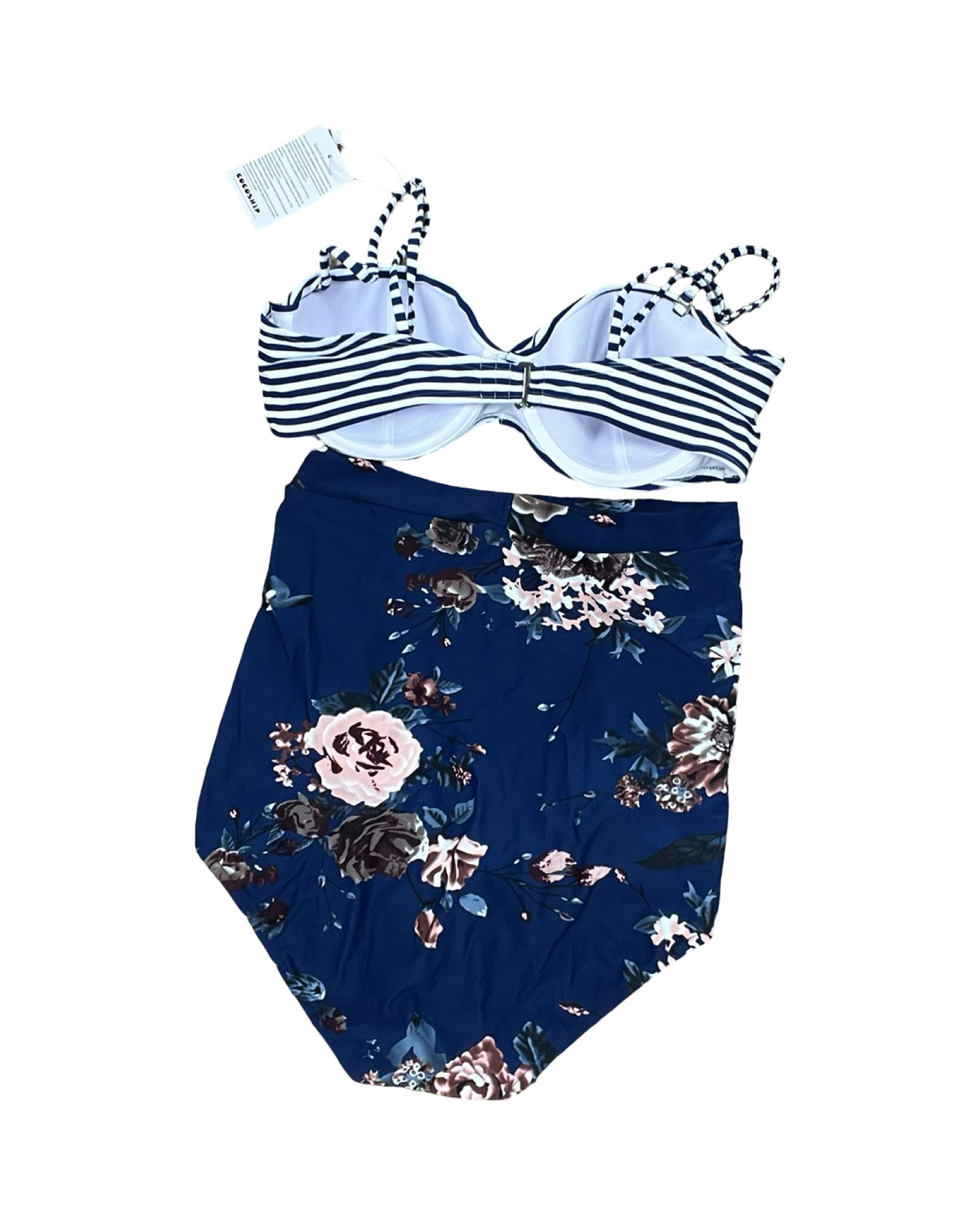 Swimsuit 2Pc By Clothes Mentor In Blue & White, Size:M