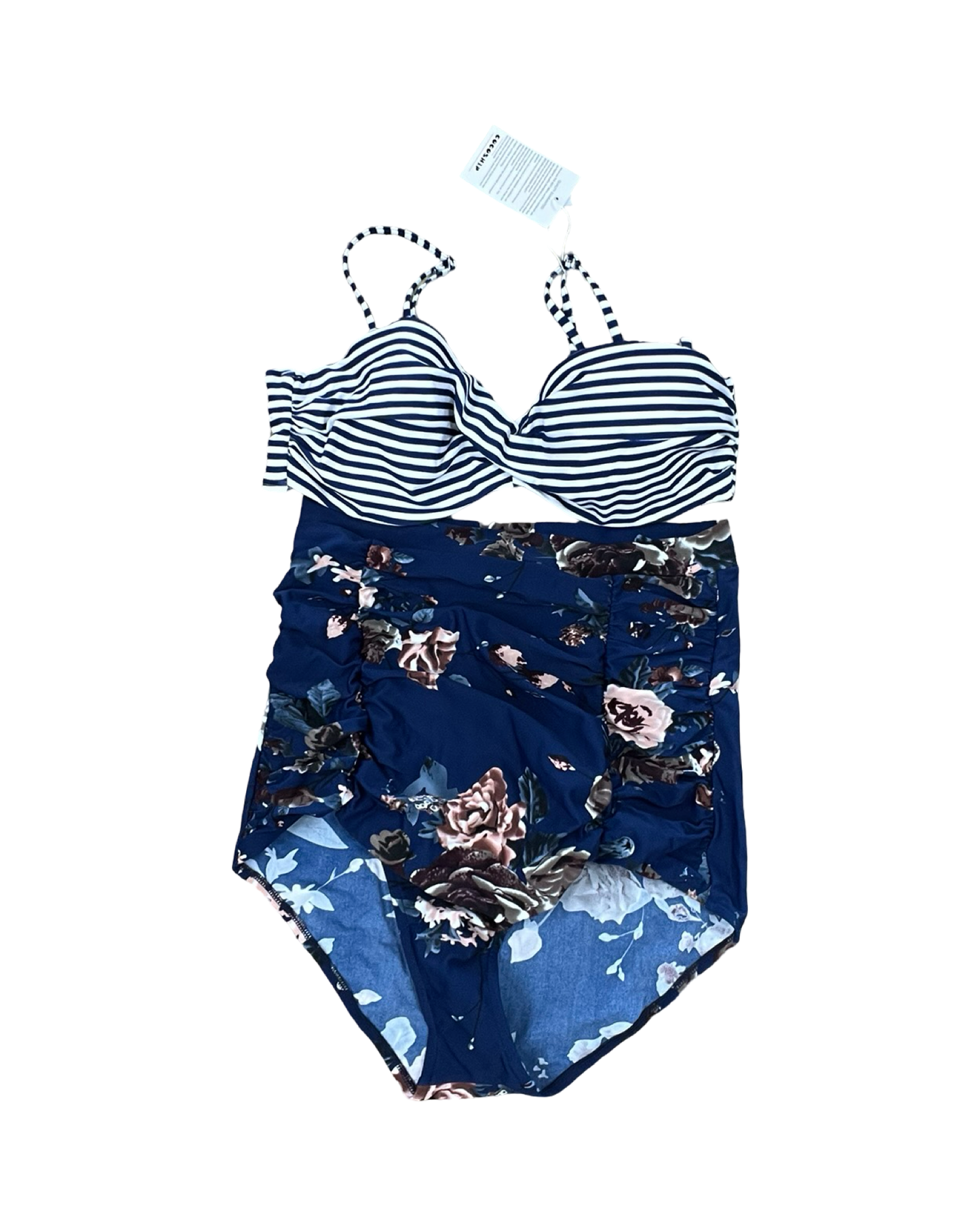 Swimsuit 2Pc By Clothes Mentor In Blue & White, Size:M