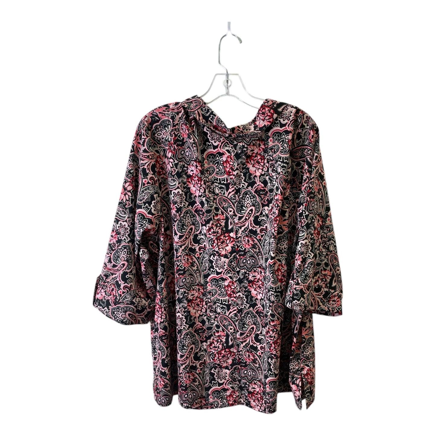 Top 3/4 Sleeve By Catherines In Black & Red, Size:2X