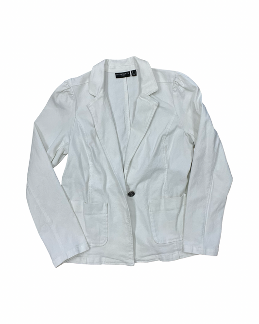 Jacket Denim By Susan Graver In White Denim, Size:M