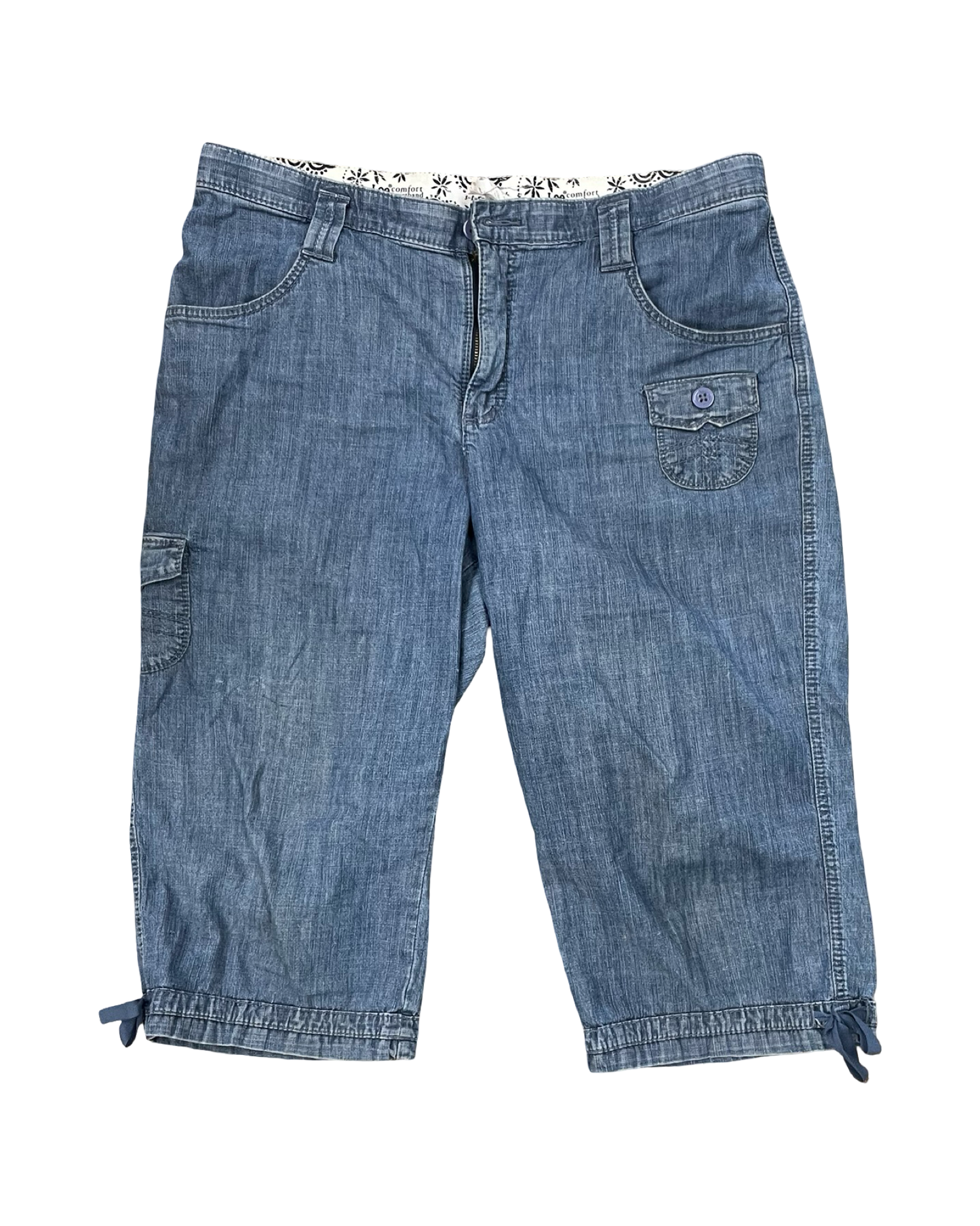 Jeans Cropped By Lee In Blue Denim, Size:16