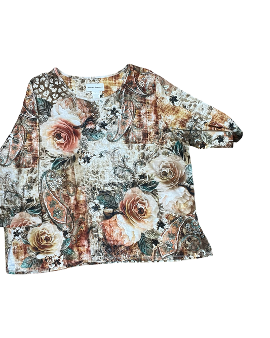 Top Ls By Alfred Dunner In Brown & Tan, Size:L