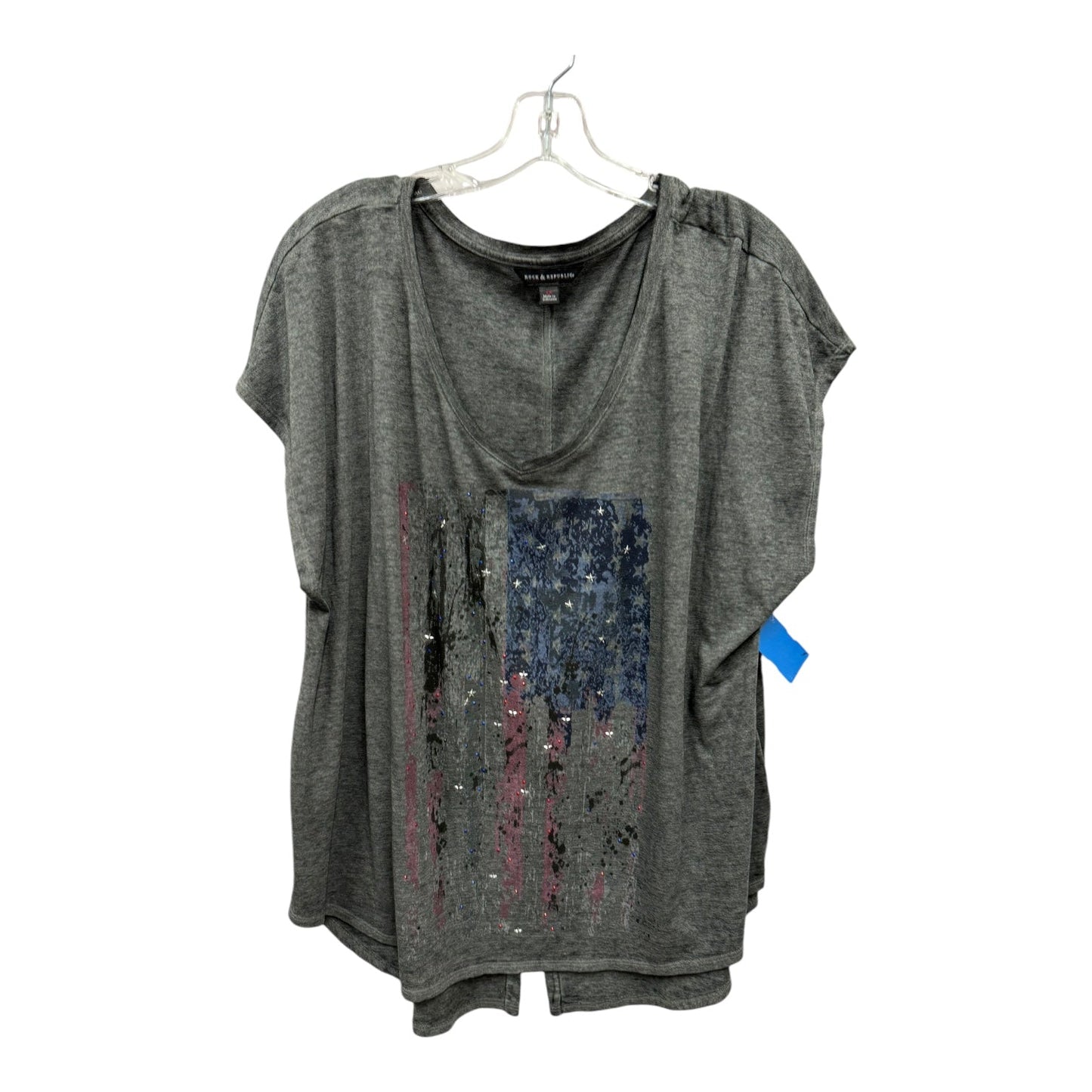 Top Ss By Rock And Republic In Grey, Size:1X