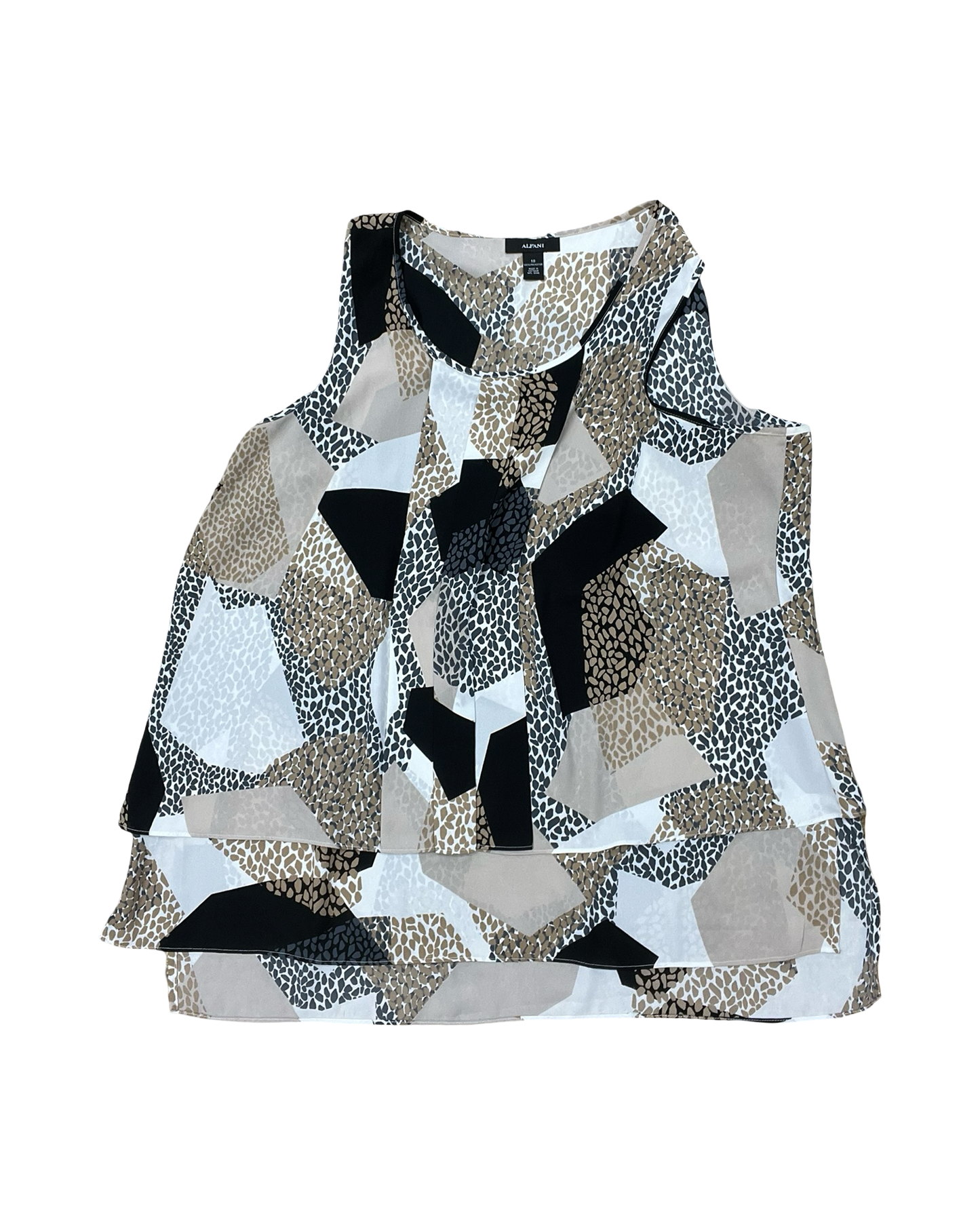 Top Sleeveless By Alfani In Brown & Cream, Size:18