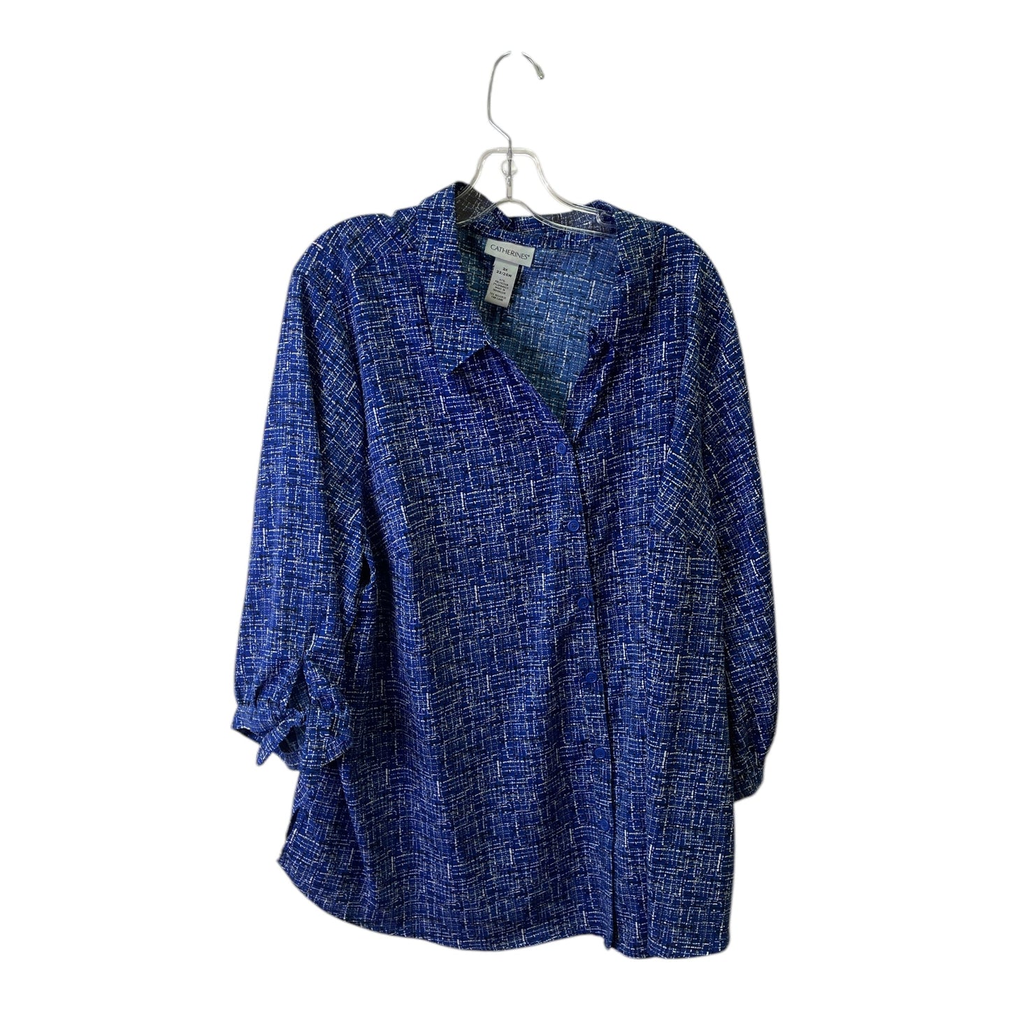 Top 3/4 Sleeve By Catherines In Blue & White, Size:2X