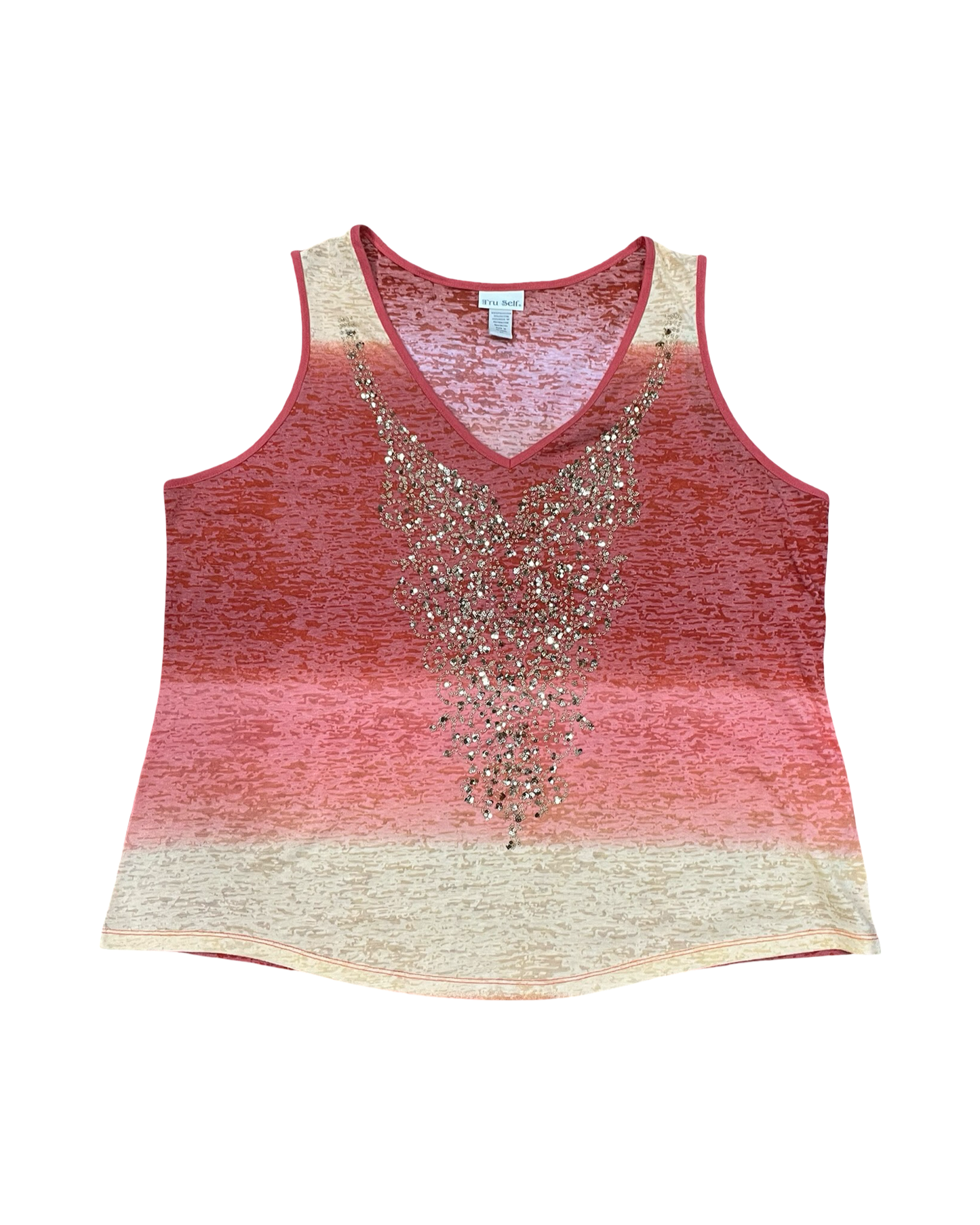 Tank Top By Tru Self In Orange, Size:2X