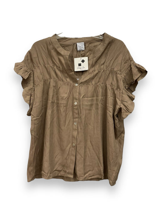 Tan Top Short Sleeve Clothes Mentor, Size M