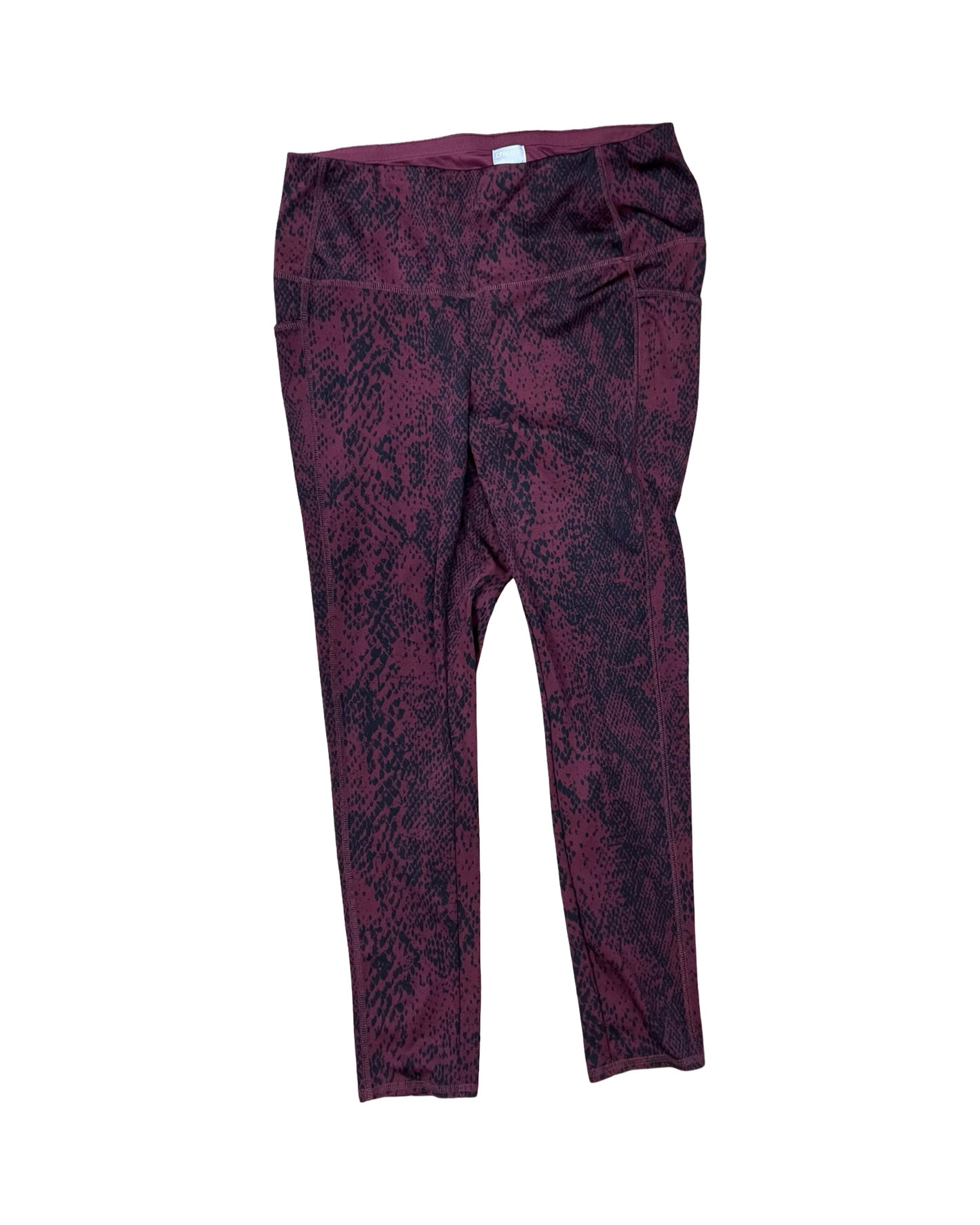 Athletic Leggings By Zenergy By Chicos In Black & Red, Size:L