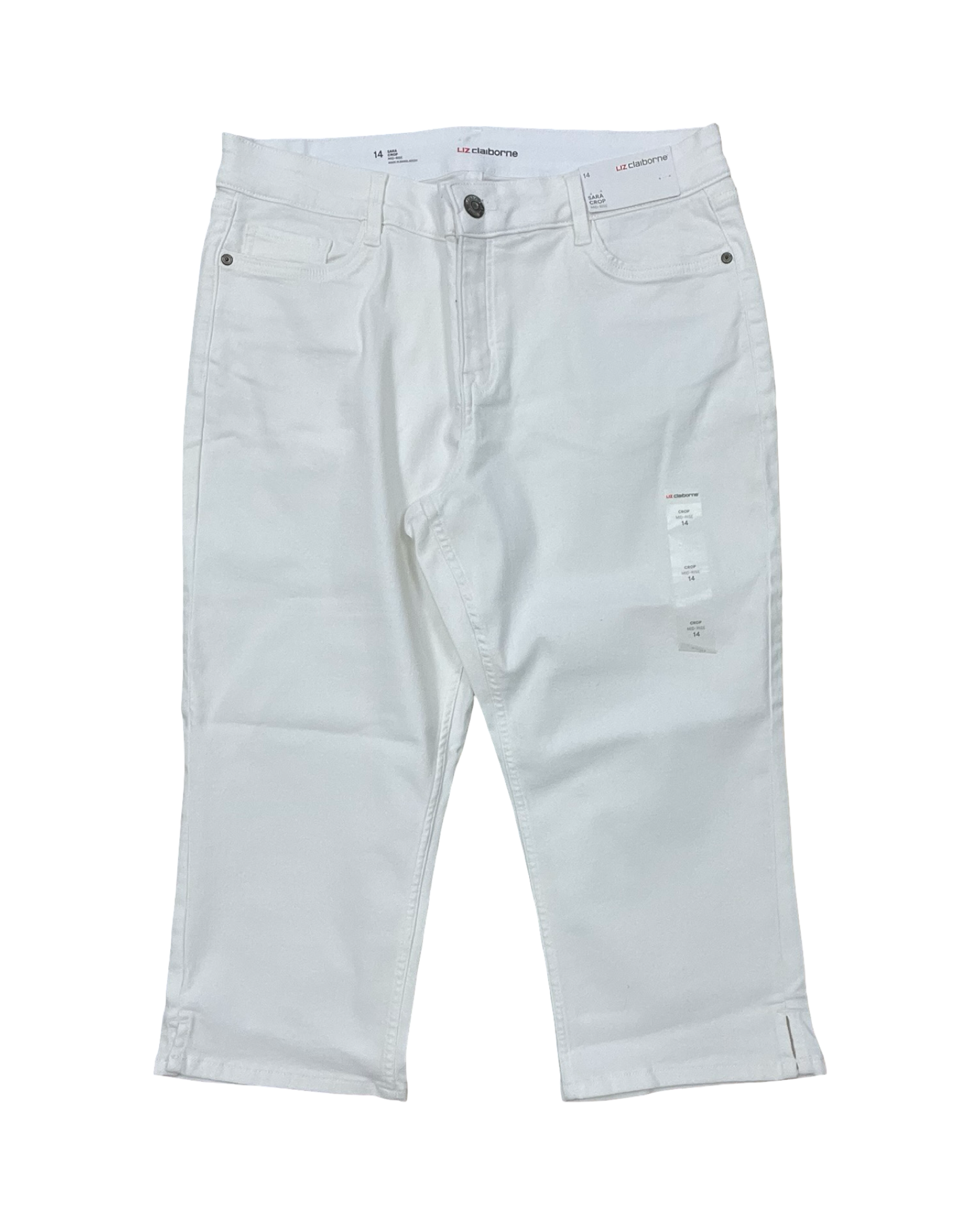 Jeans Cropped By Liz Claiborne In White, Size:14