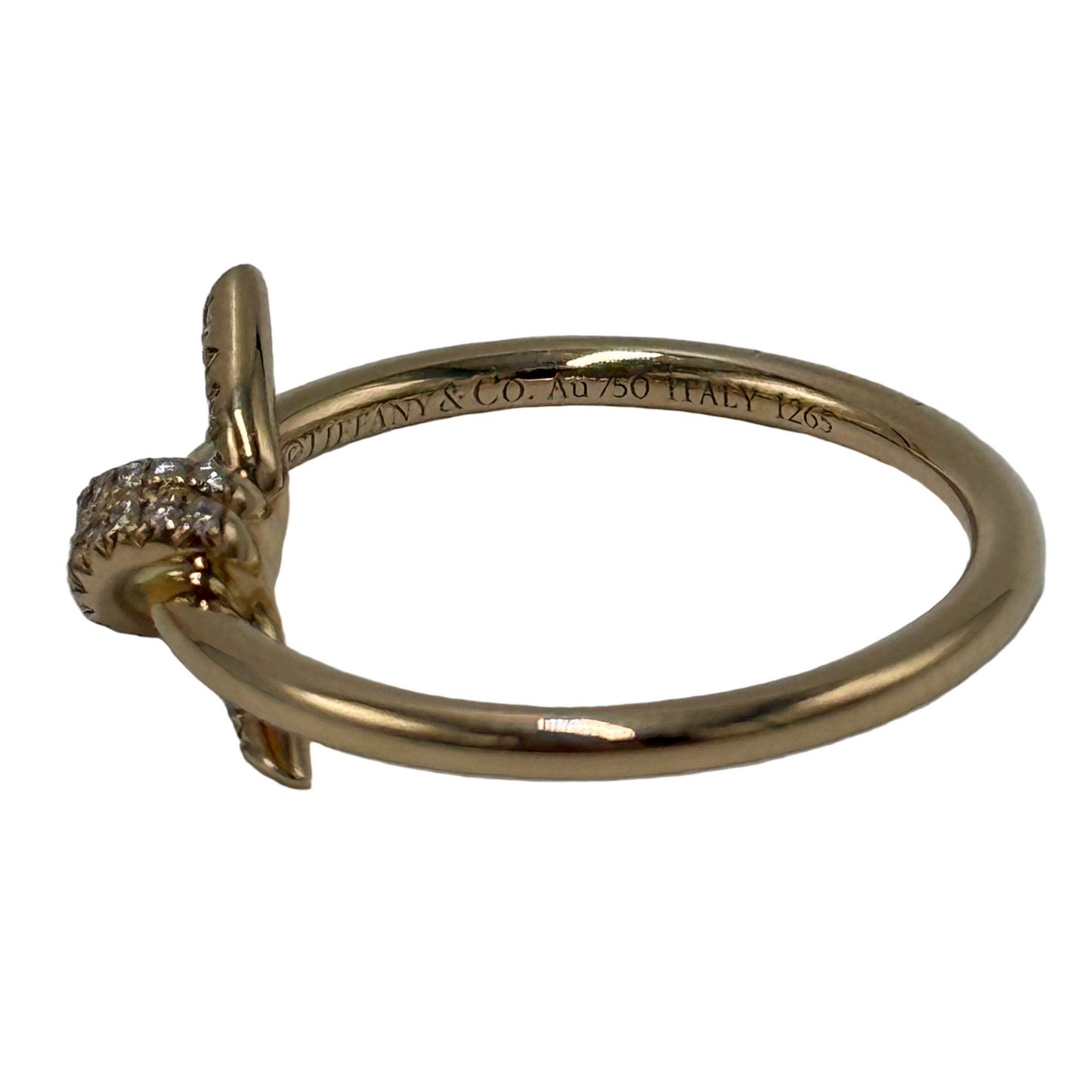 Tiffany & Company 18K Rose Gold Diamond Knot Luxury Ring, Size: 5.5