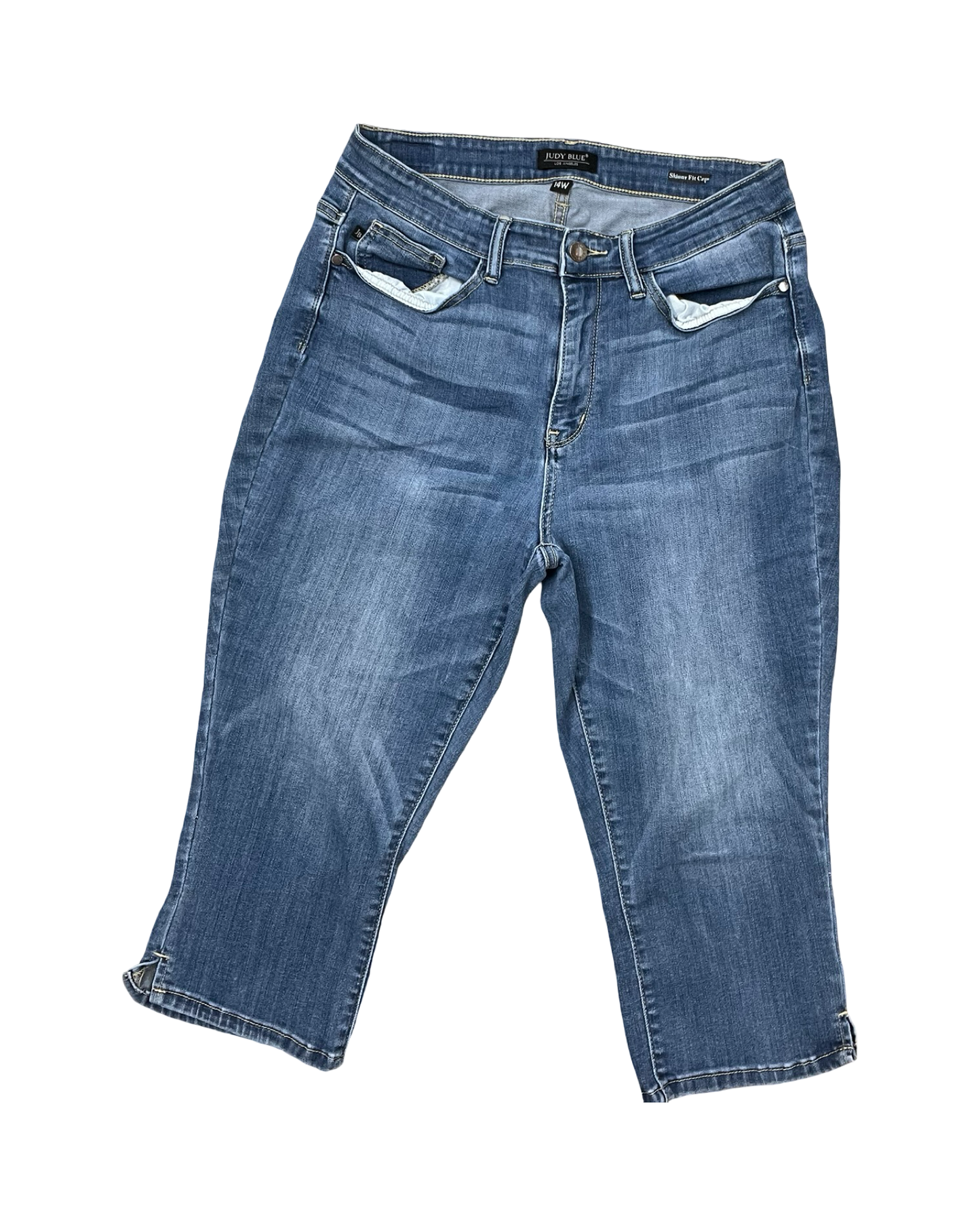 Jeans Cropped By Judy Blue In Blue Denim, Size:14