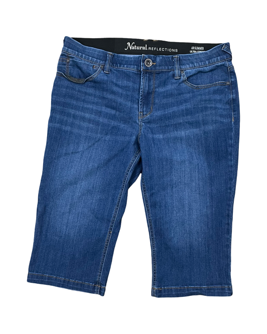 Jeans Cropped By Natural Reflections In Blue Denim, Size:14