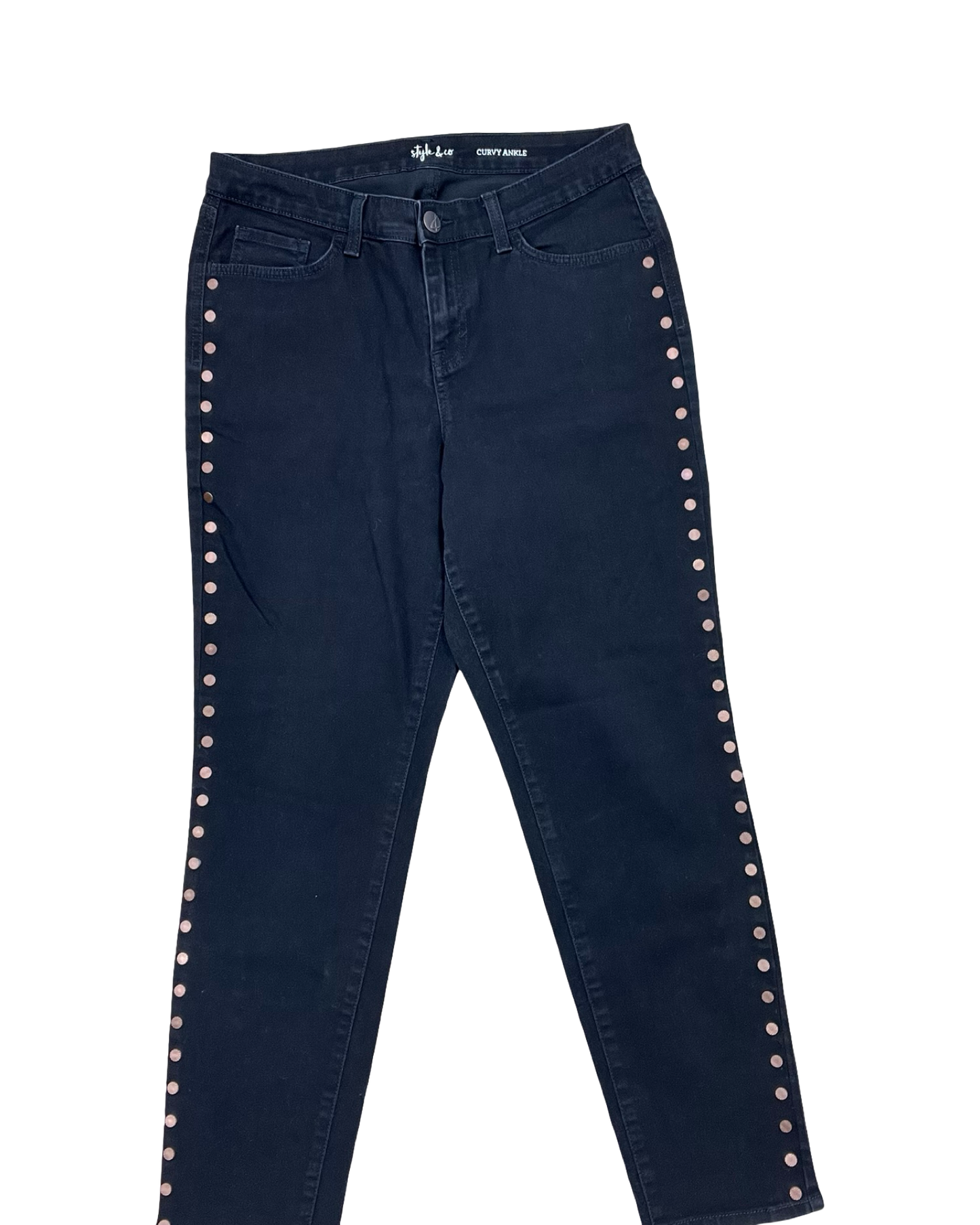 Jeans Straight By Style And Company In Black Denim, Size:8
