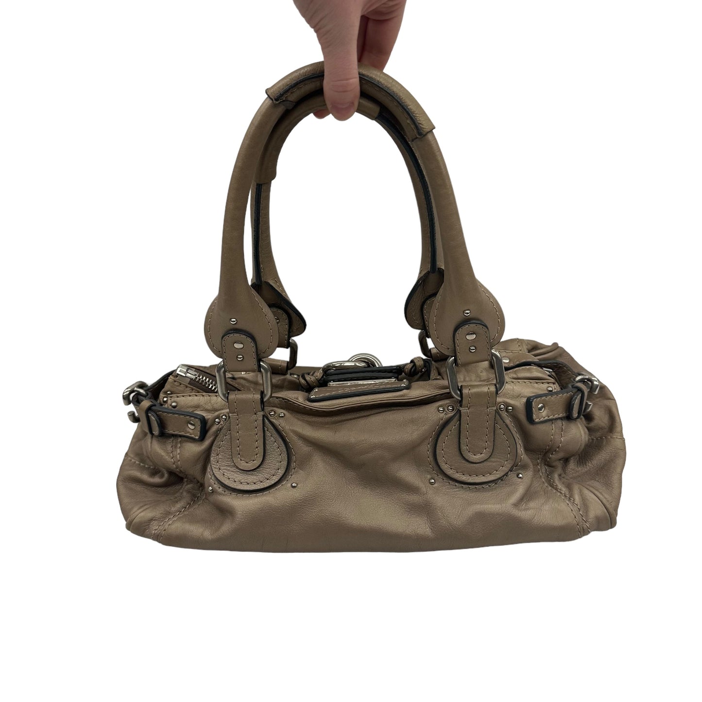 TAUPE HANDBAG LUXURY DESIGNER by CHLOE Size:MEDIUM