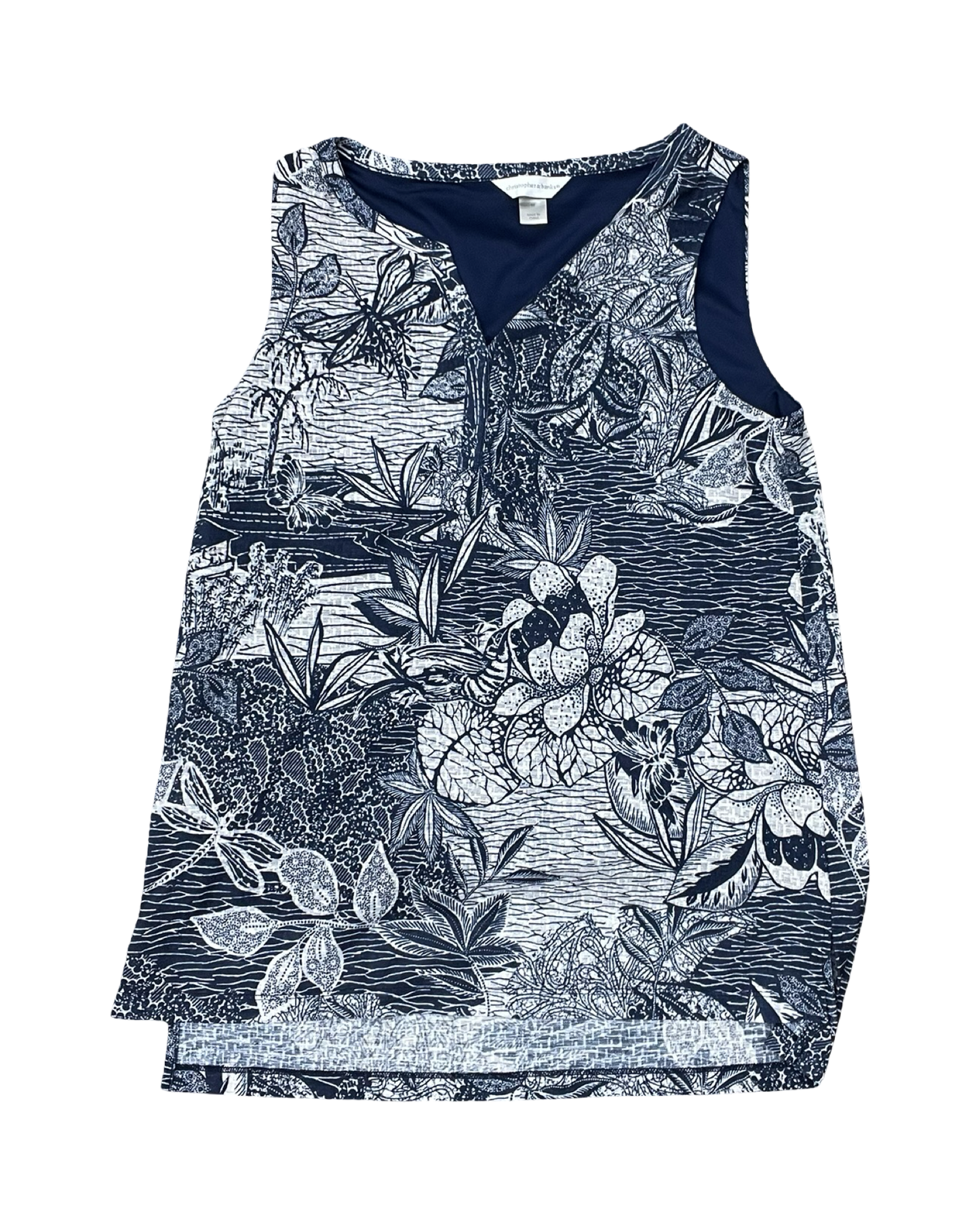 Top Sleeveless By Christopher And Banks In Blue & White, Size:M