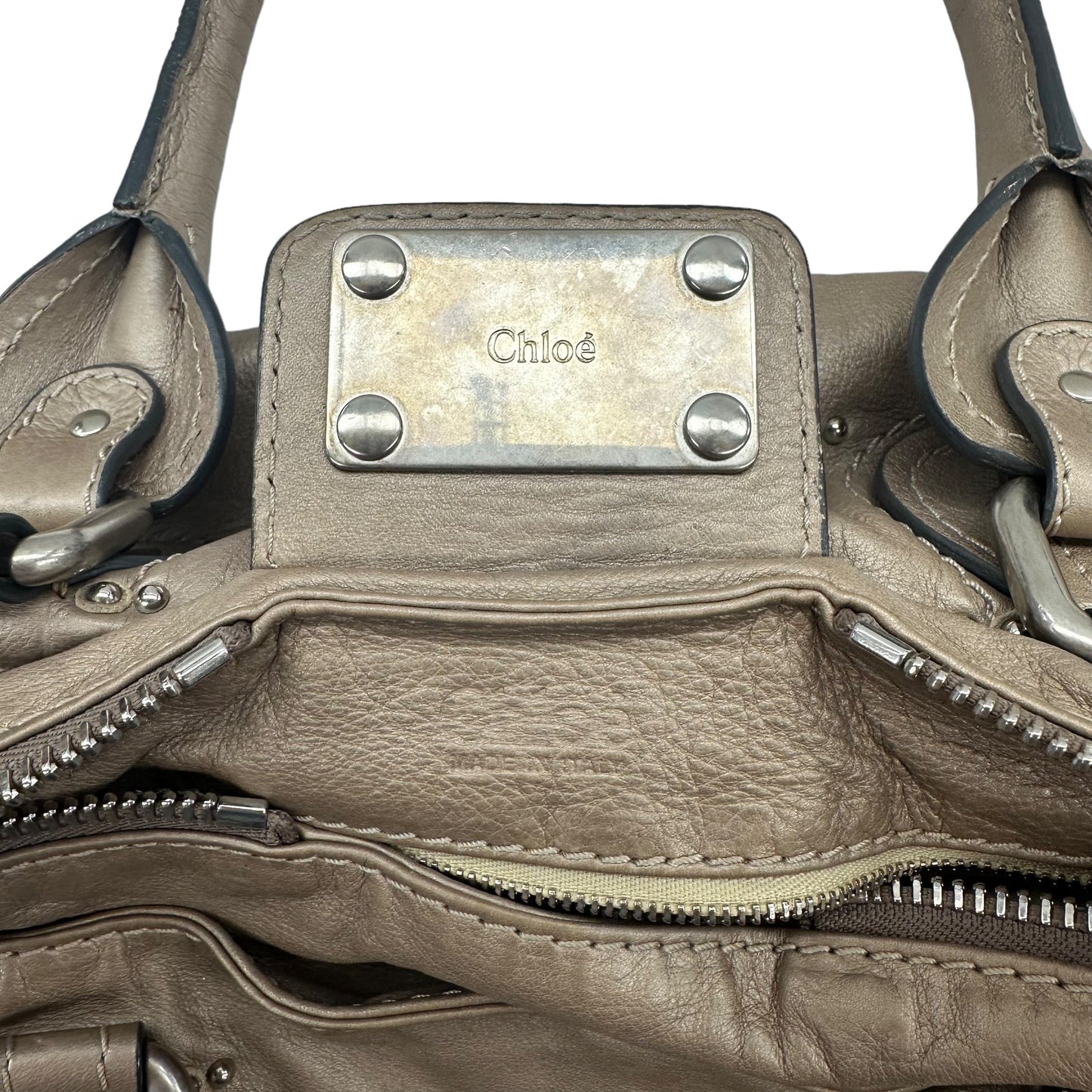 TAUPE HANDBAG LUXURY DESIGNER by CHLOE Size:MEDIUM