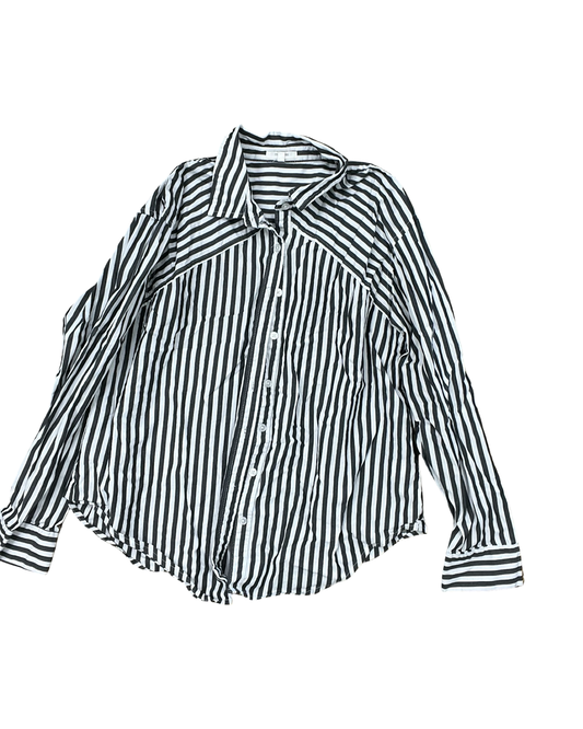 Blouse Ls By Maurices In Grey & White, Size:M