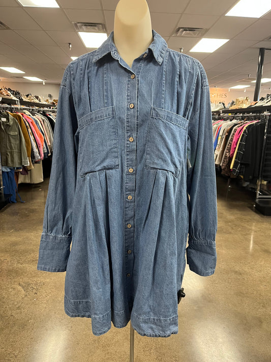 Dress Casual Short By Free People In Blue Denim, Size:Xs