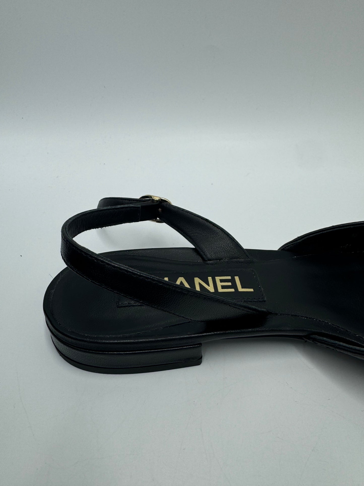 Chanel CC Camelia Slingback Leather Designer Luxury Shoes In Size: 8