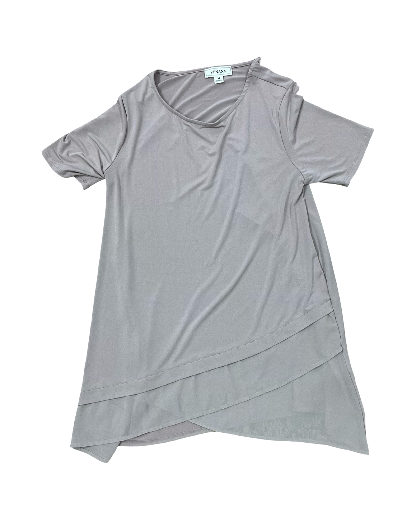 Tunic Ss By Zenana In Taupe, Size:M