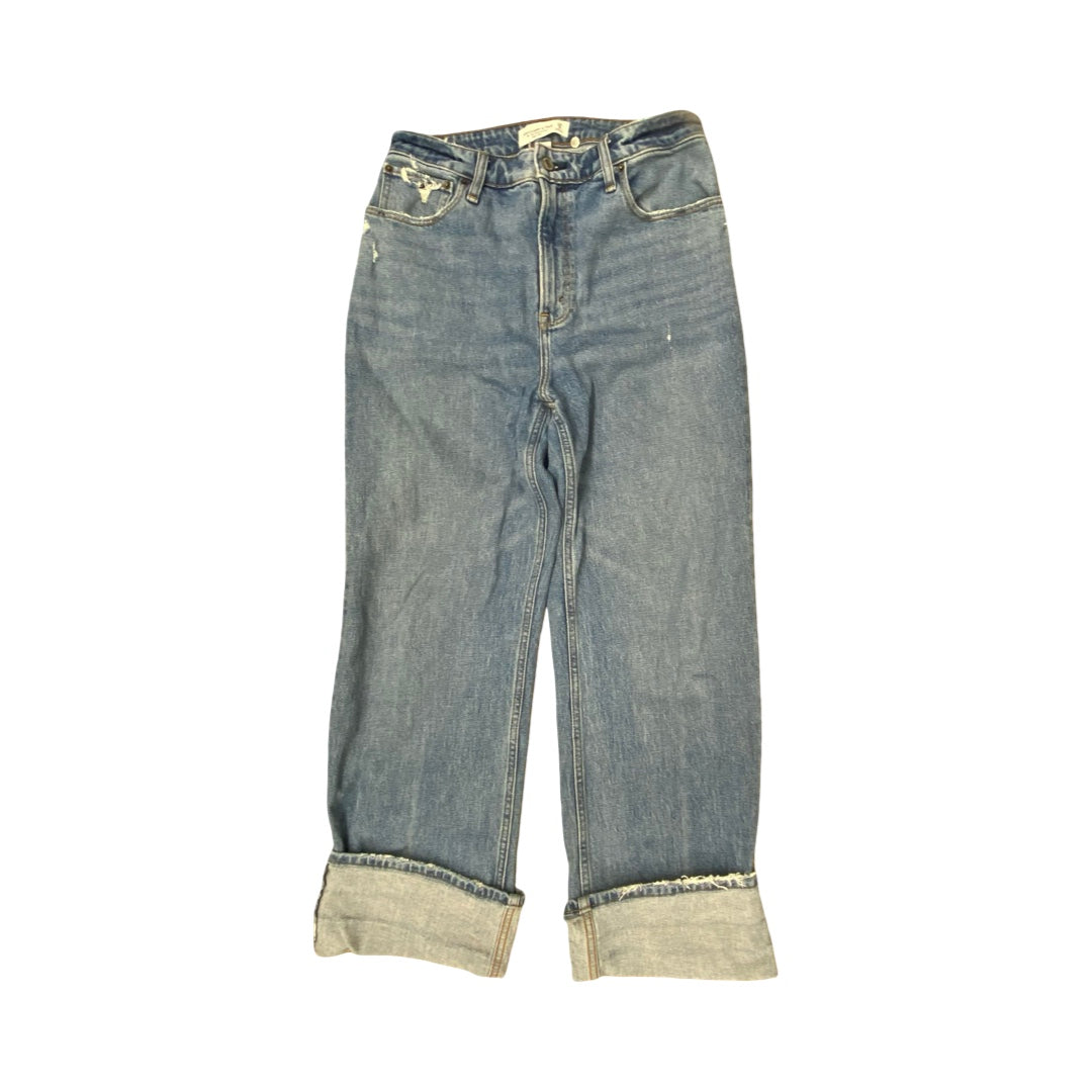 Jeans Wide Leg By Abercrombie And Fitch In Blue Denim, Size:8