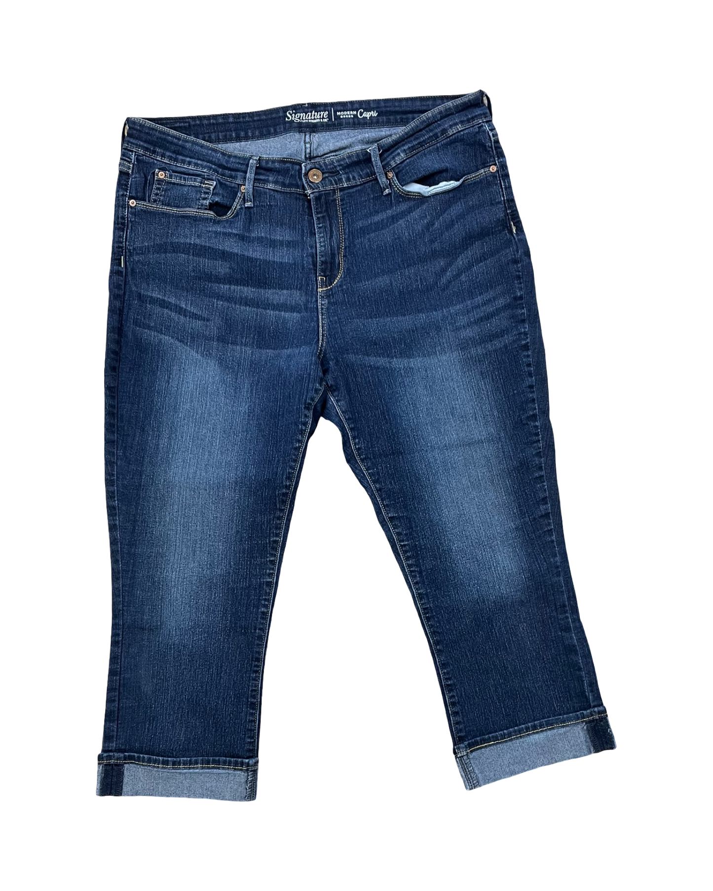 Jeans Cropped By Levis In Blue Denim, Size:16