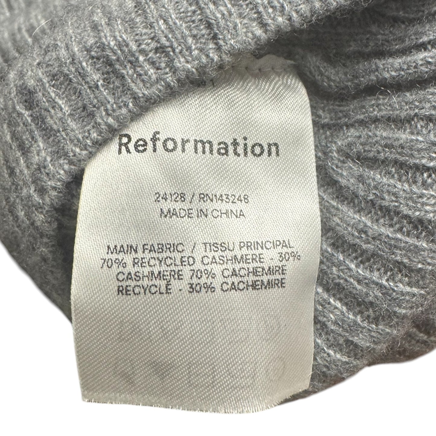 Ribbed V Neck Sweater Cashmere By Reformation In Grey, Size: M