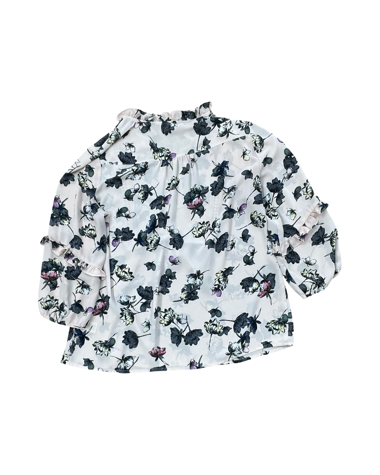 Blouse 3/4 Sleeve By Maurices In Grey & Pink, Size:M