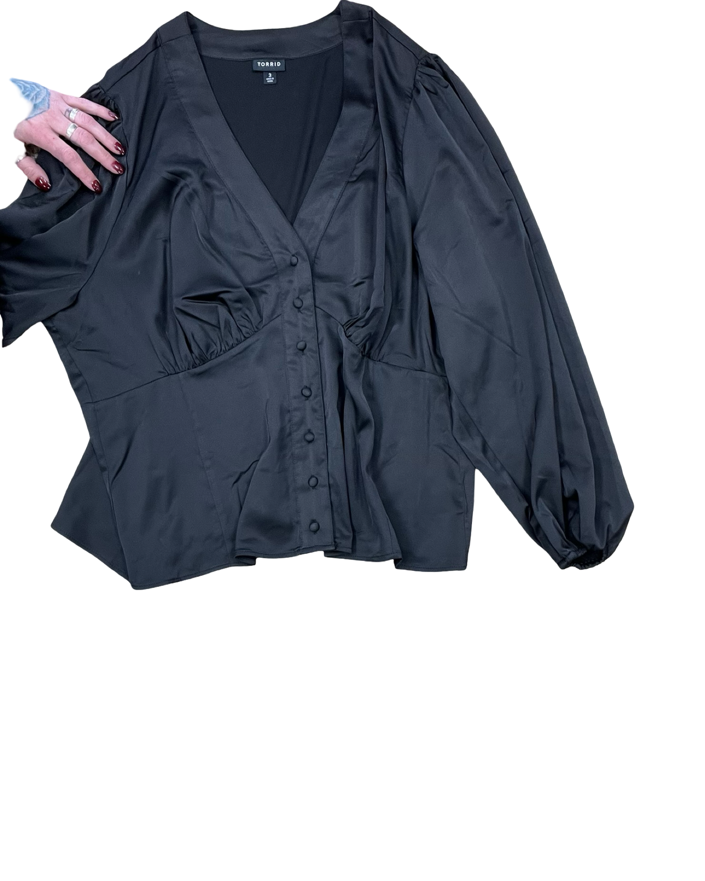 Top 3/4 Sleeve By Torrid In Black, Size:3X