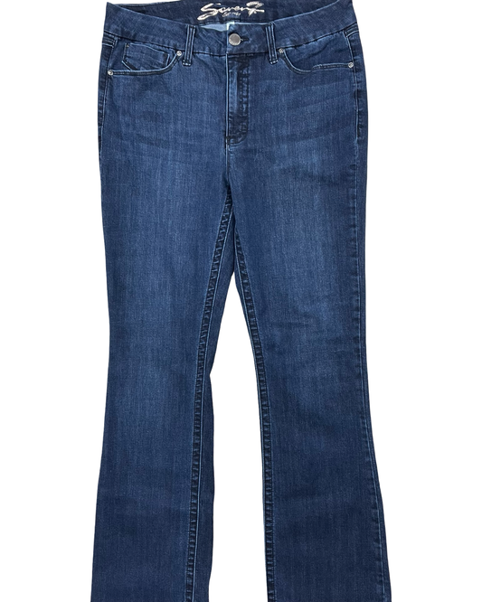 Jeans Boot Cut By Seven 7 In Blue Denim, Size:14