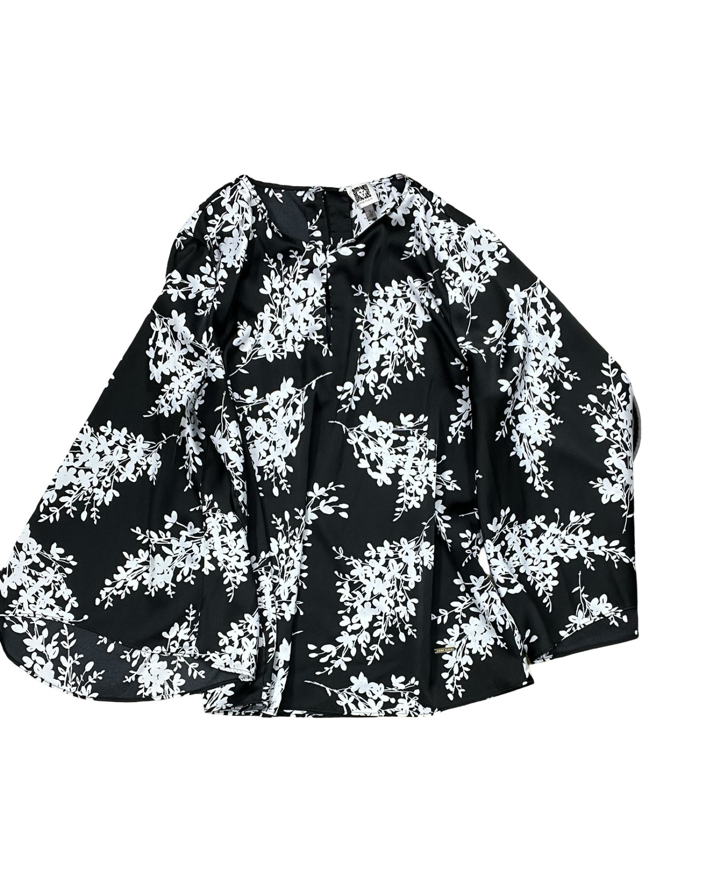 Top 3/4 Sleeve By Anne Klein In Black & White, Size:M