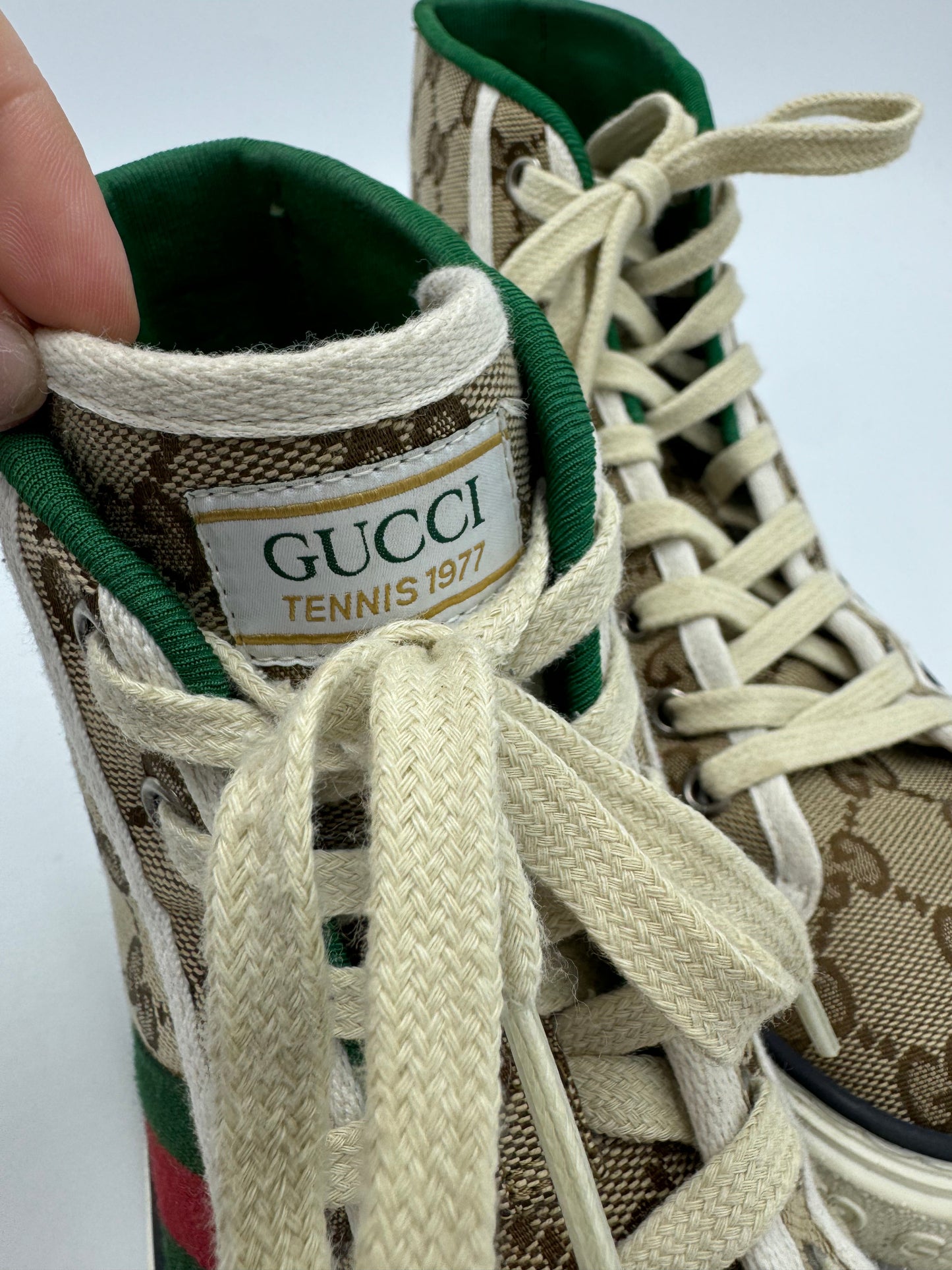 Gucci High Top GG Luxury Designer Sneaker In Size: 8 (38)