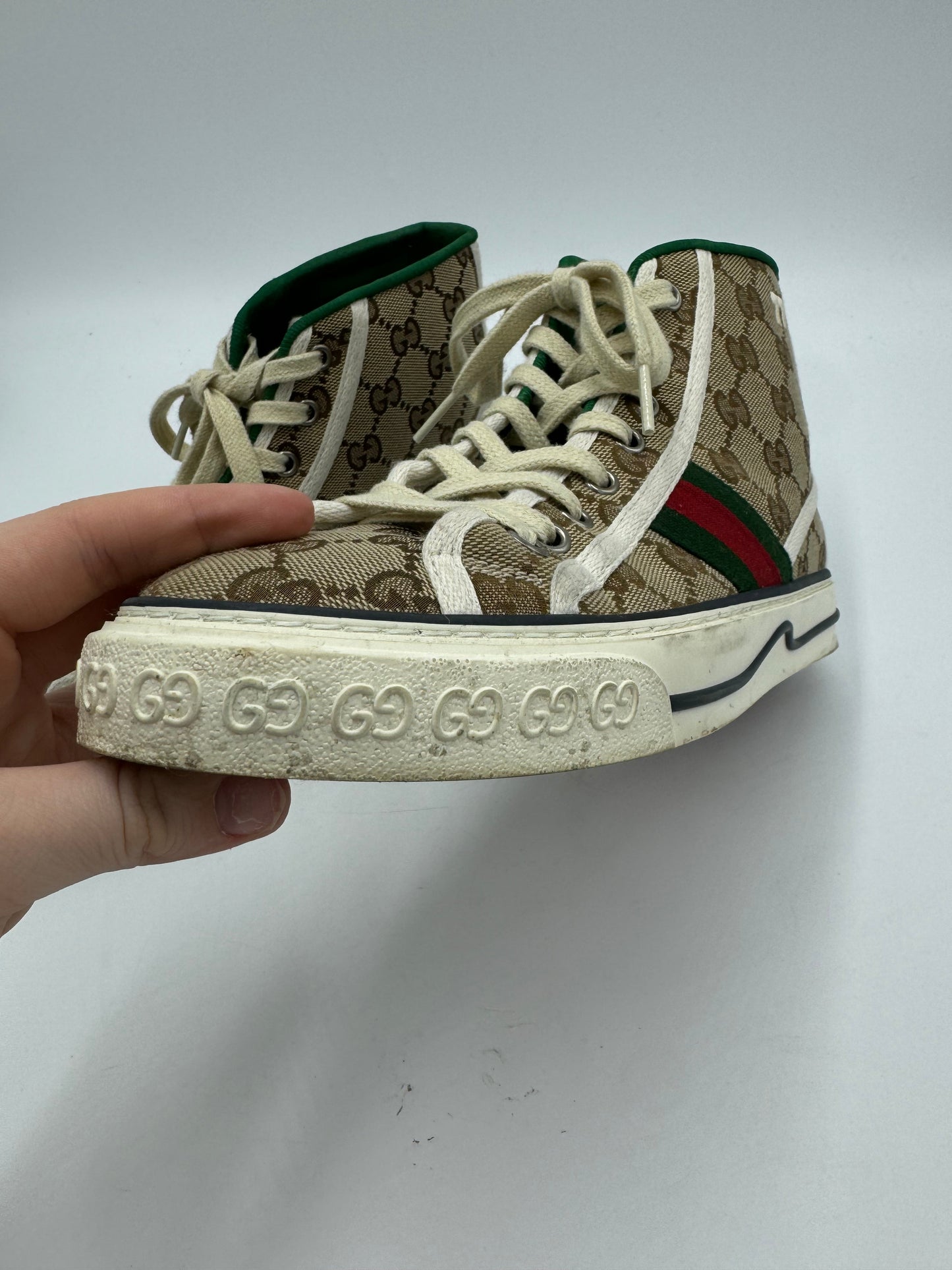 Gucci High Top GG Luxury Designer Sneaker In Size: 8 (38)