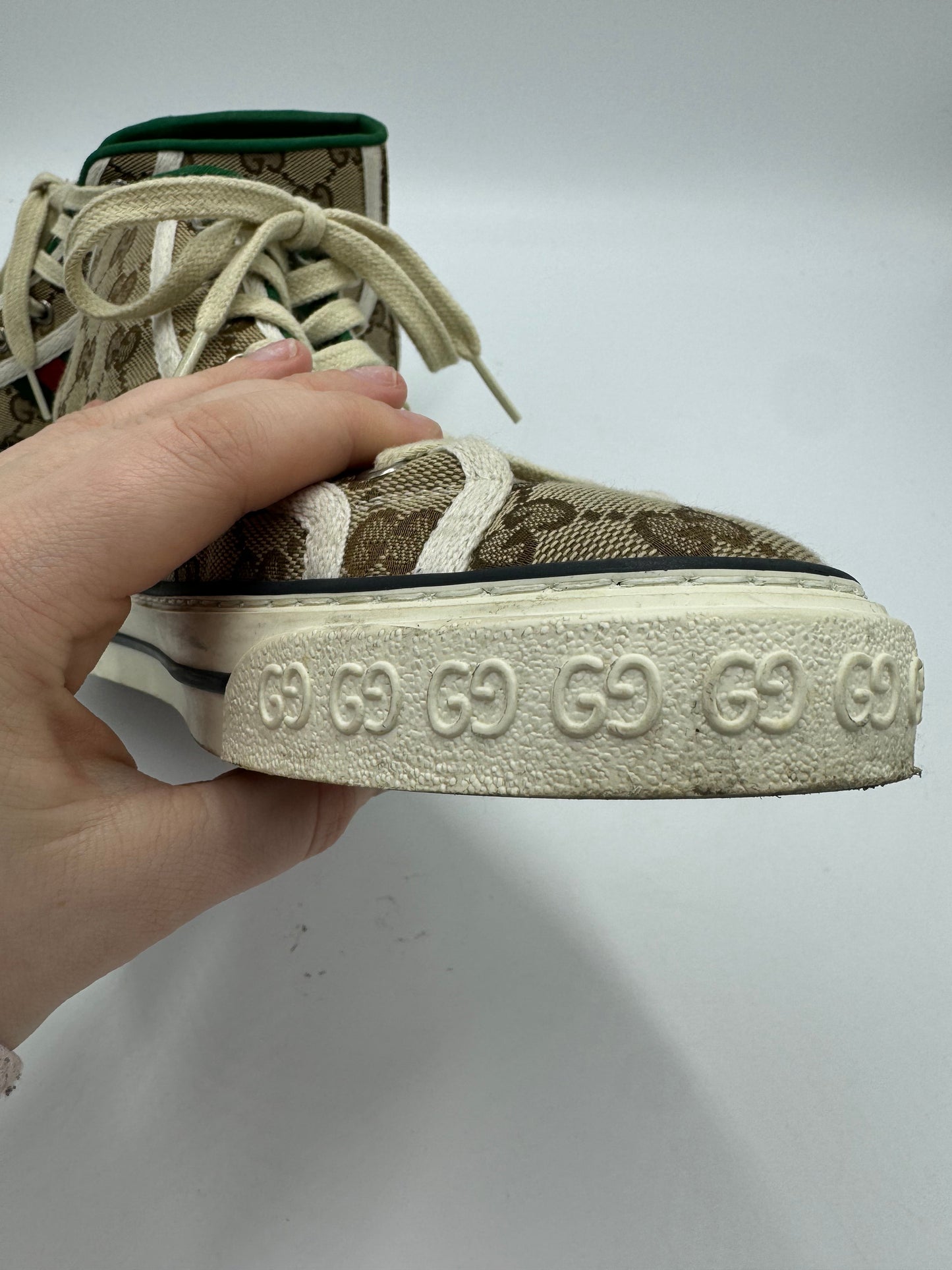 Gucci High Top GG Luxury Designer Sneaker In Size: 8 (38)