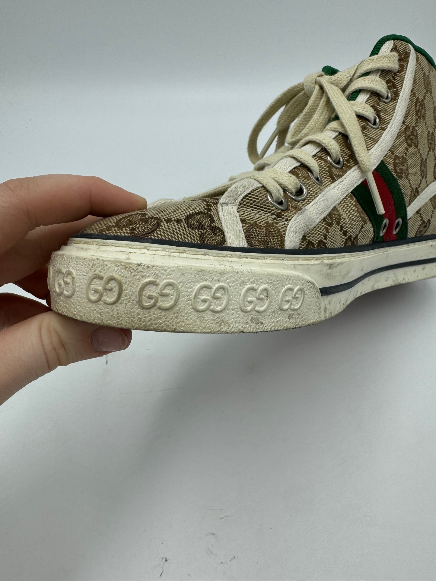 Gucci High Top GG Luxury Designer Sneaker In Size: 8 (38)