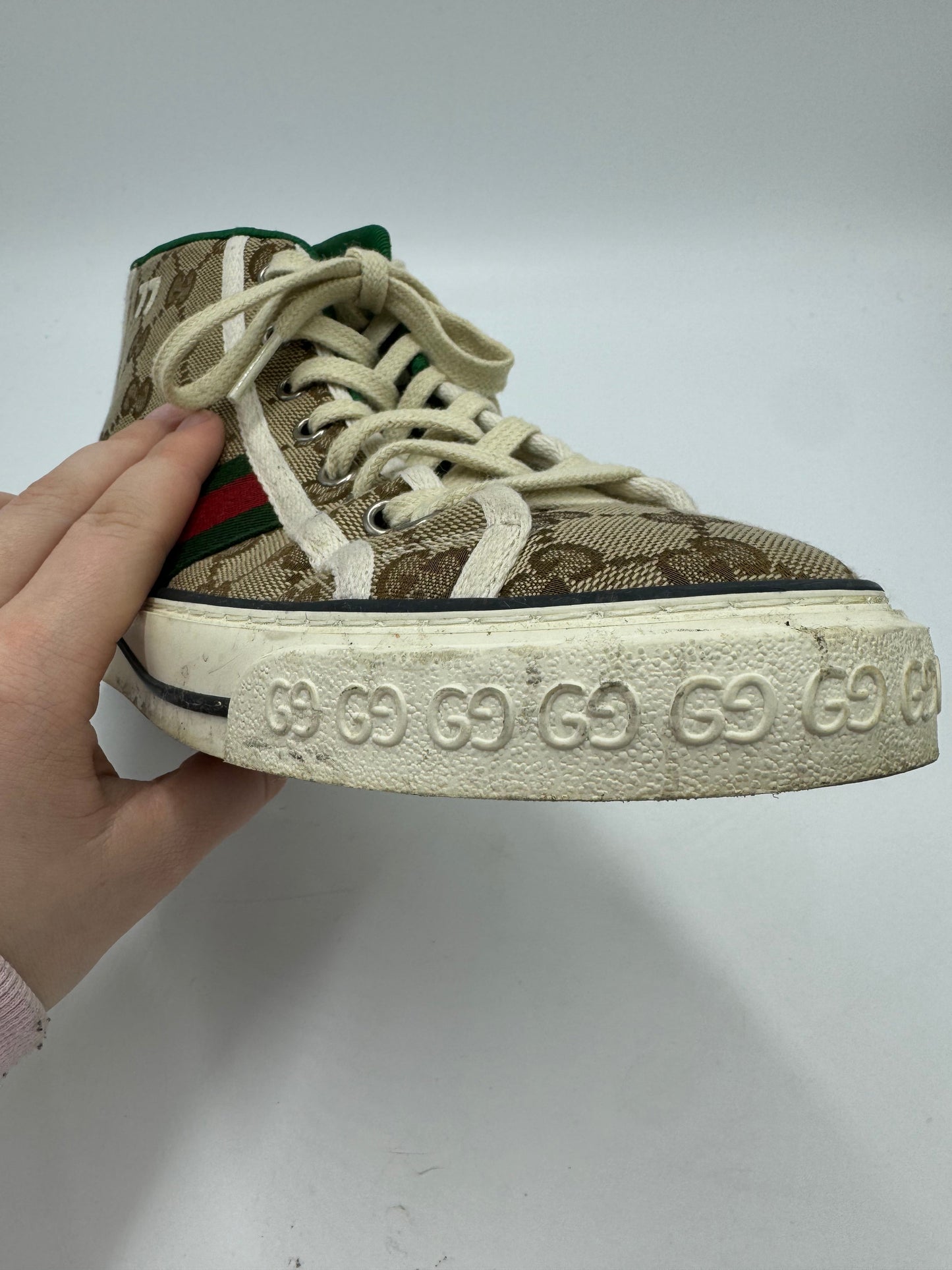 Gucci High Top GG Luxury Designer Sneaker In Size: 8 (38)