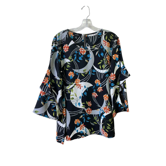 Top 3/4 Sleeve By Alfani In Black & Blue, Size:Xl