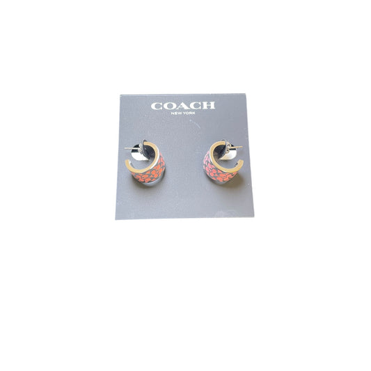 Earrings Designer By Coach In Pink & Silver