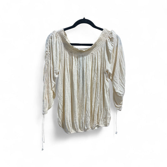 Top 3/4 Sleeve By Free People In Cream, Size: Xs