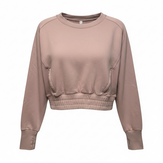 Pullover Cropped Athletic Sweatshirt By Free People Movement In Pink, Size: XS
