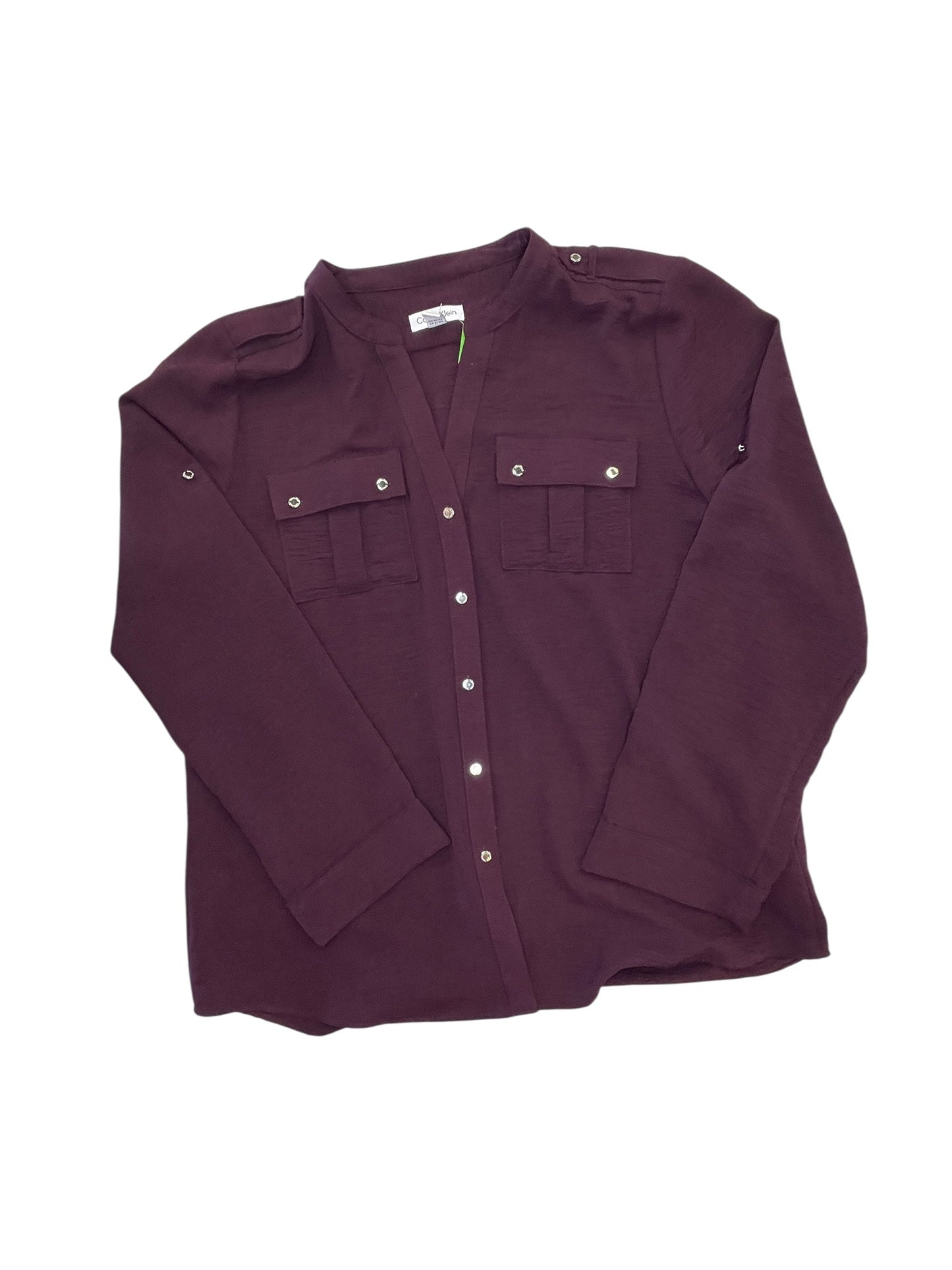 Blouse Ls By Calvin Klein In Purple, Size:Xl