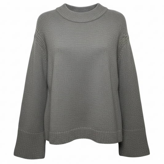 Lofty Cashmere Wool Blend Marled Crewneck Sweater By White And Warren In Pewter Heather, Size: L