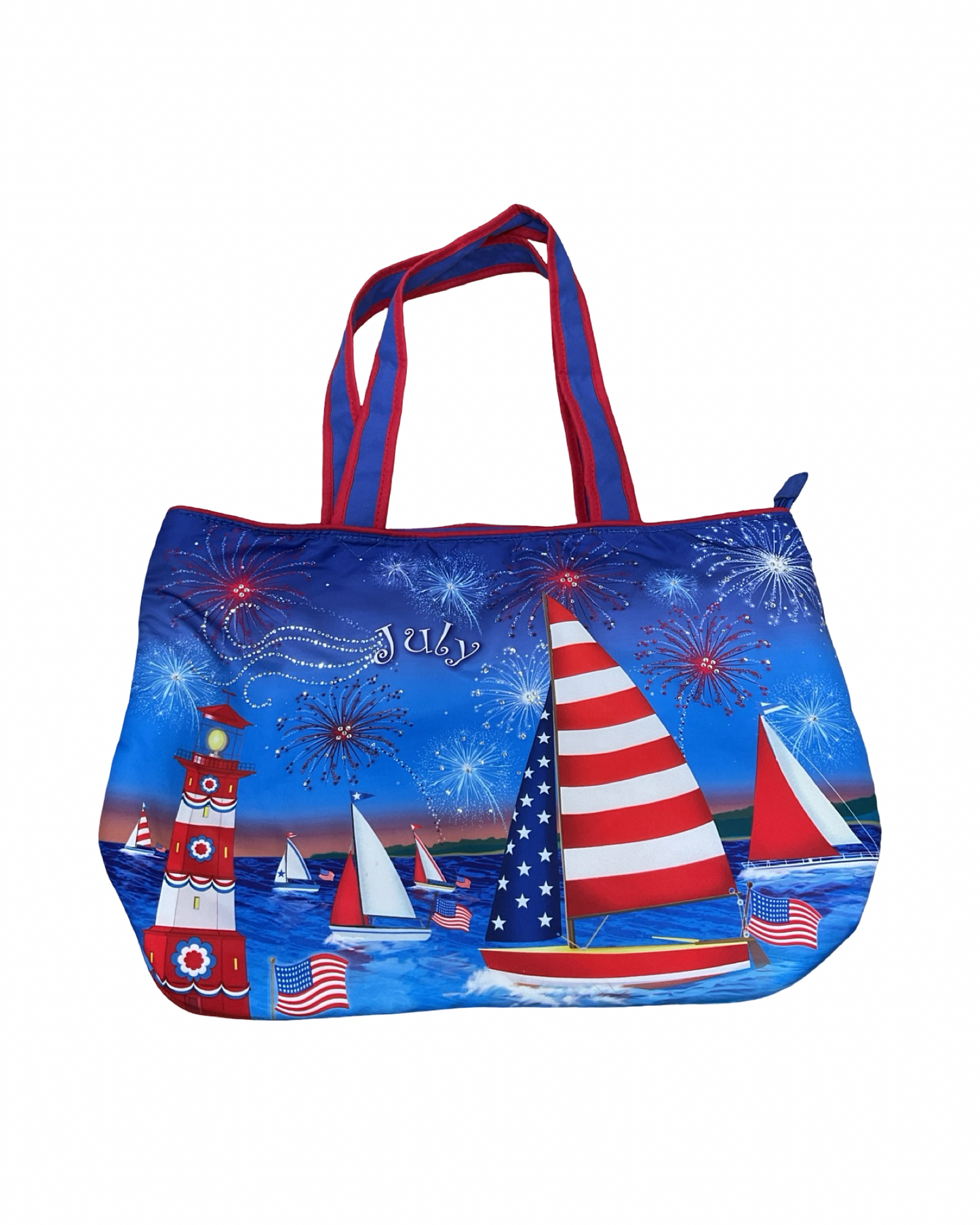 Handbag By Clothes Mentor In Blue Red & White, Size:Medium
