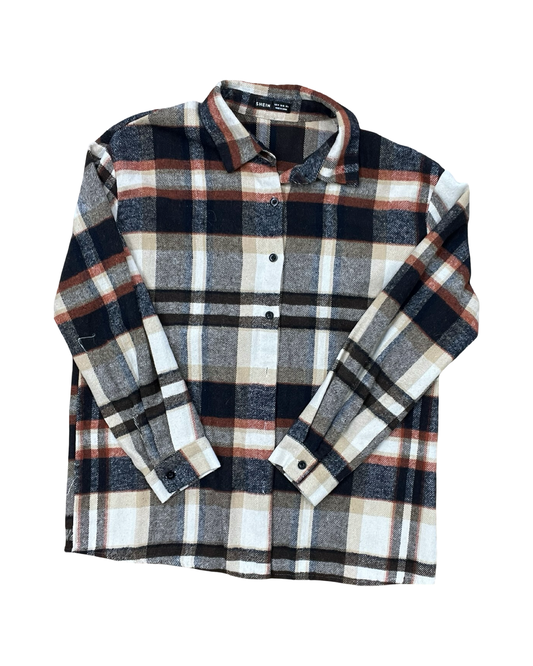 Jacket Shirt By Shein In Blue & Brown, Size:S