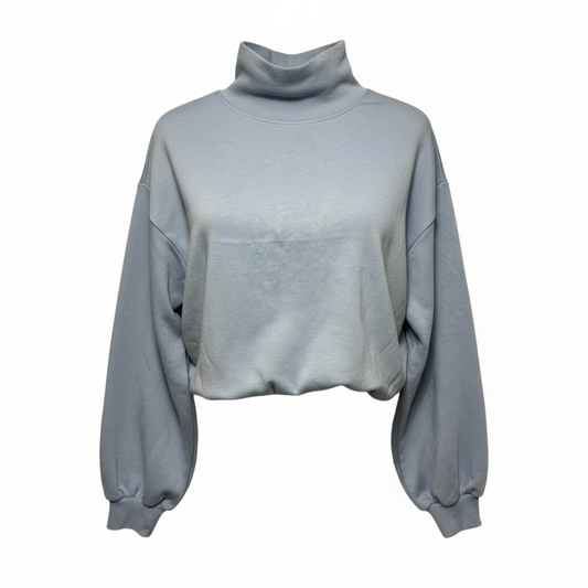 Funnel-Neck Bubble-Hem Pullover Sweatshirt By Pilcro In Blue, Size: XS