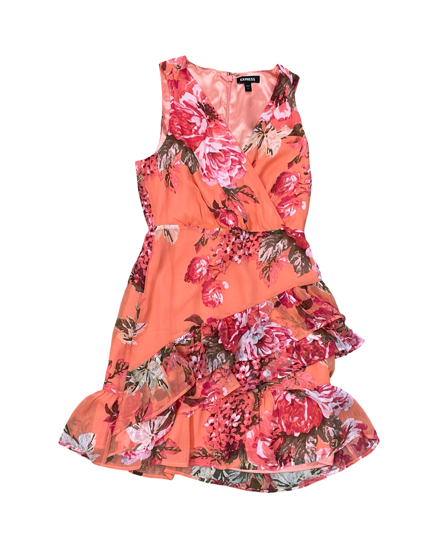 Dress Party Midi By Express In Orange, Size:Xs