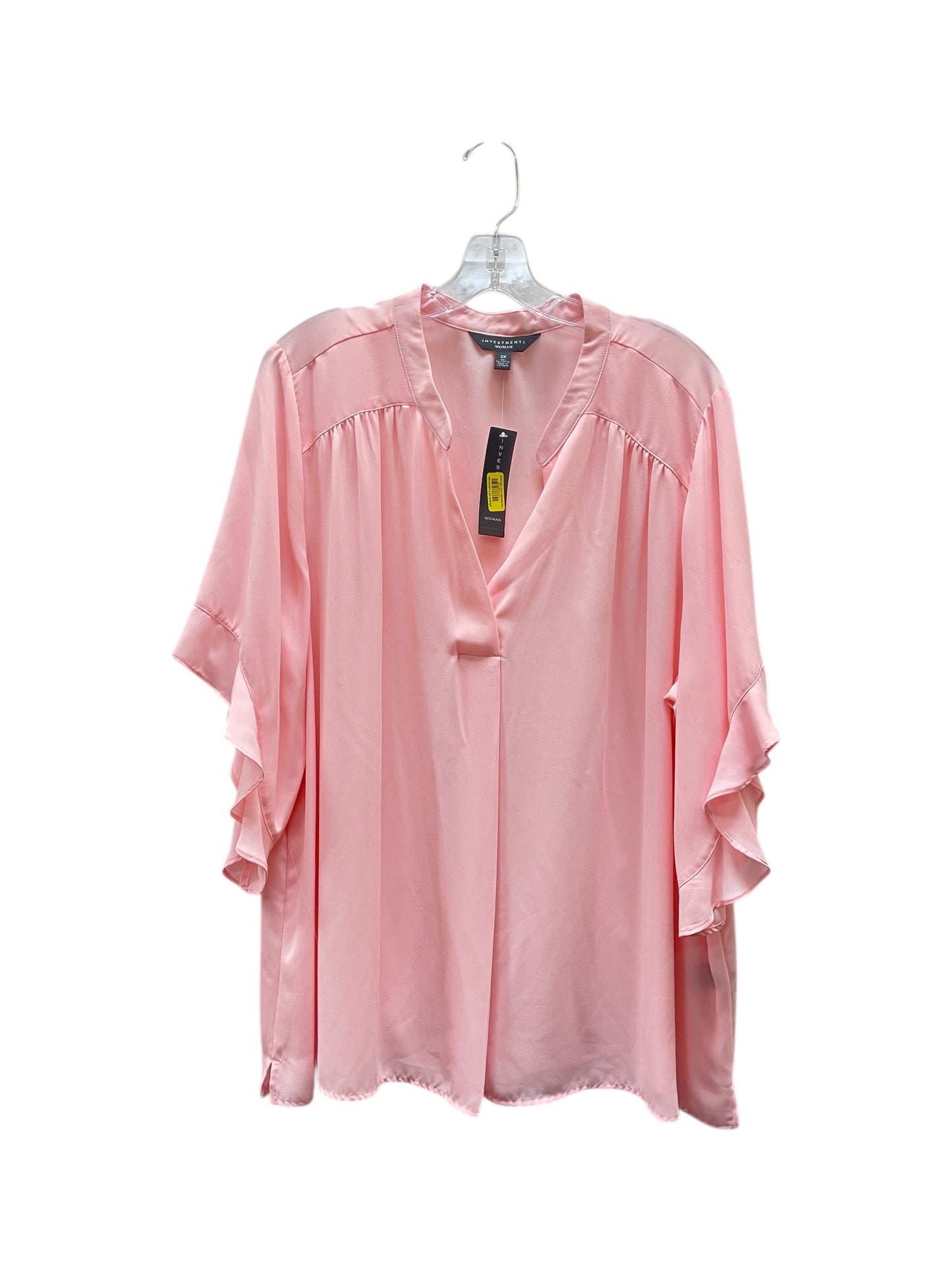 Blouse Ls By Investments In Pink, Size:2X