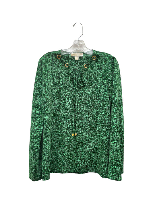 Blouse Ls By Michael By Michael Kors In Black & Green, Size:S